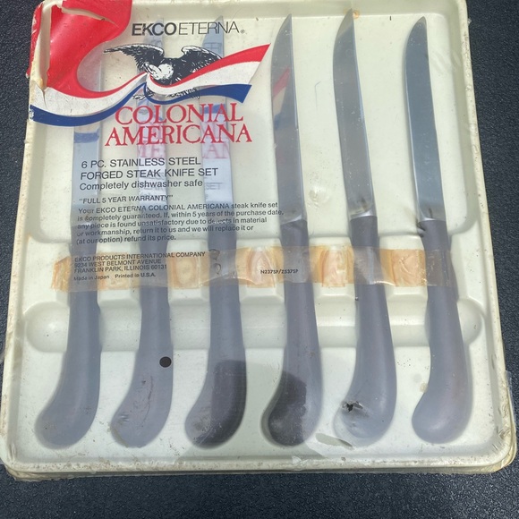 Ekco Eterna Colonial Americana Stainless Steel Forged Steak Knife Set-NEW - Picture 7 of 12